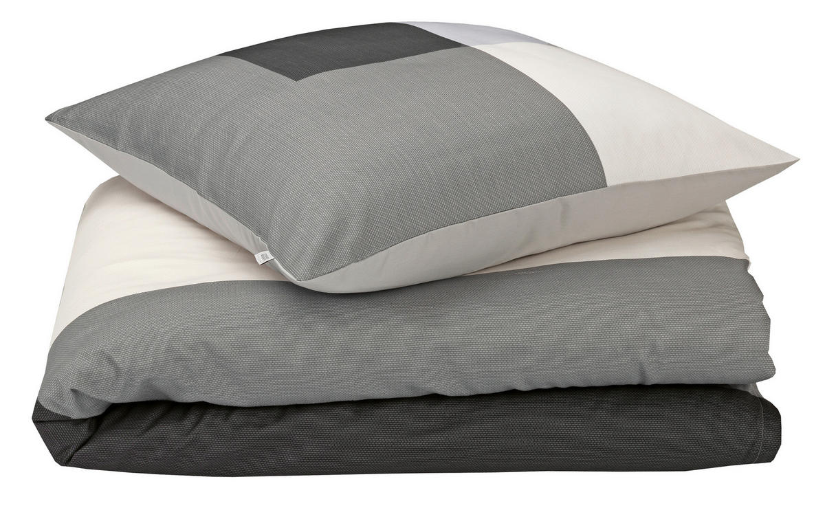 POSTELJINA SILENT LIVING 140/200 cm saten siva, crna, bela, svetlosiva  - siva/bela, Osnovno, tekstil (140/200cm) - Schöner Wohnen