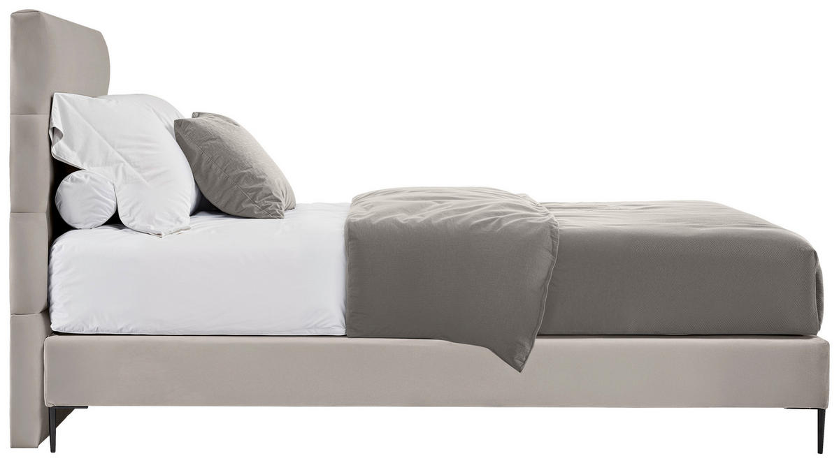 Boxspring, 140/200 cm, crem - crem/culoare natur, Modern, metal/textil (140/200cm) - MID.YOU