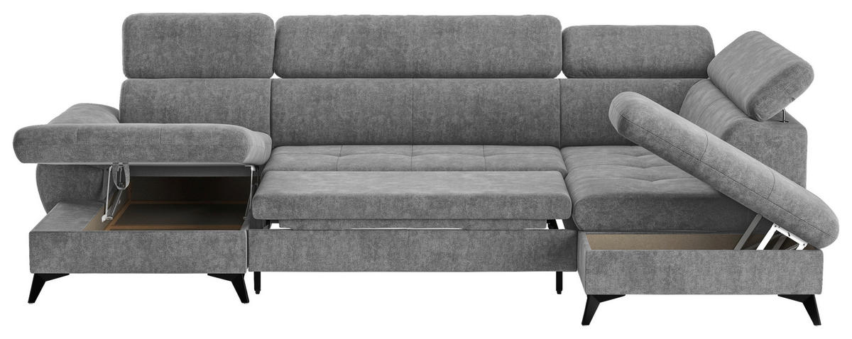 WOHNLANDSCHAFT in Grau  - Schwarz/Grau, Textil/Metall (166/324/207cm) - MID.YOU