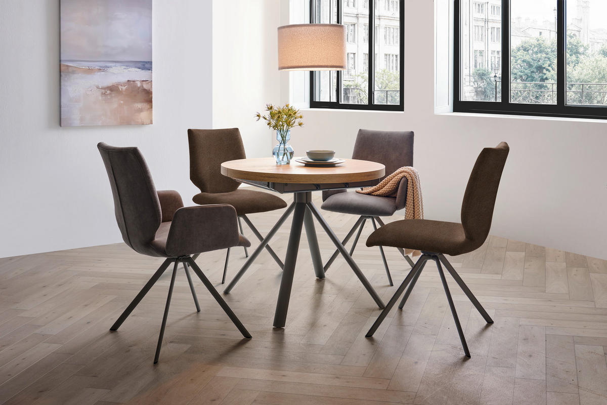 STUHL  Lederauswahl, Stoffauswahl, Typenauswahl Mikrofaser  - Dunkelbraun/Braun, Design, Textil/Metall (50/92/63cm) - Venjakob