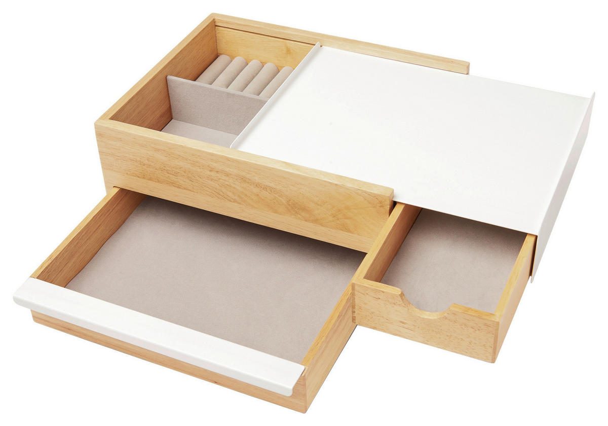 SCHMUCKBOX - Naturfarben/Weiß, Design, Holz/Metall (22,1/11,9/25,9cm) - Umbra