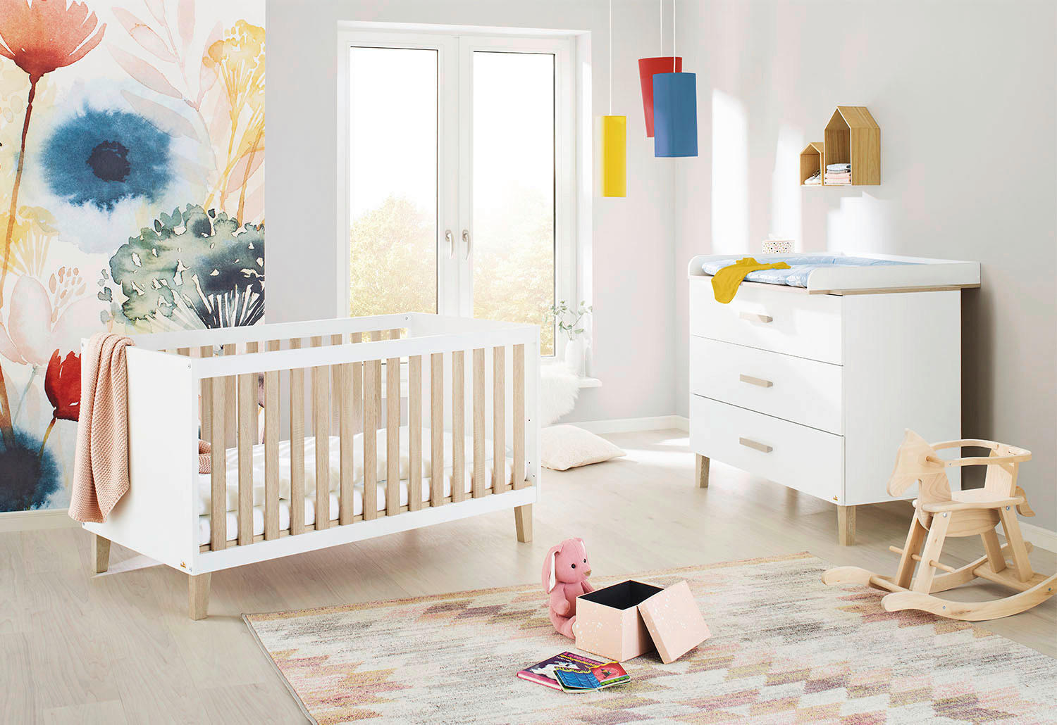 BABYZIMMER PINOLINO LUMI  - Eichefarben/Weiß, Design, Holzwerkstoff - Pinolino