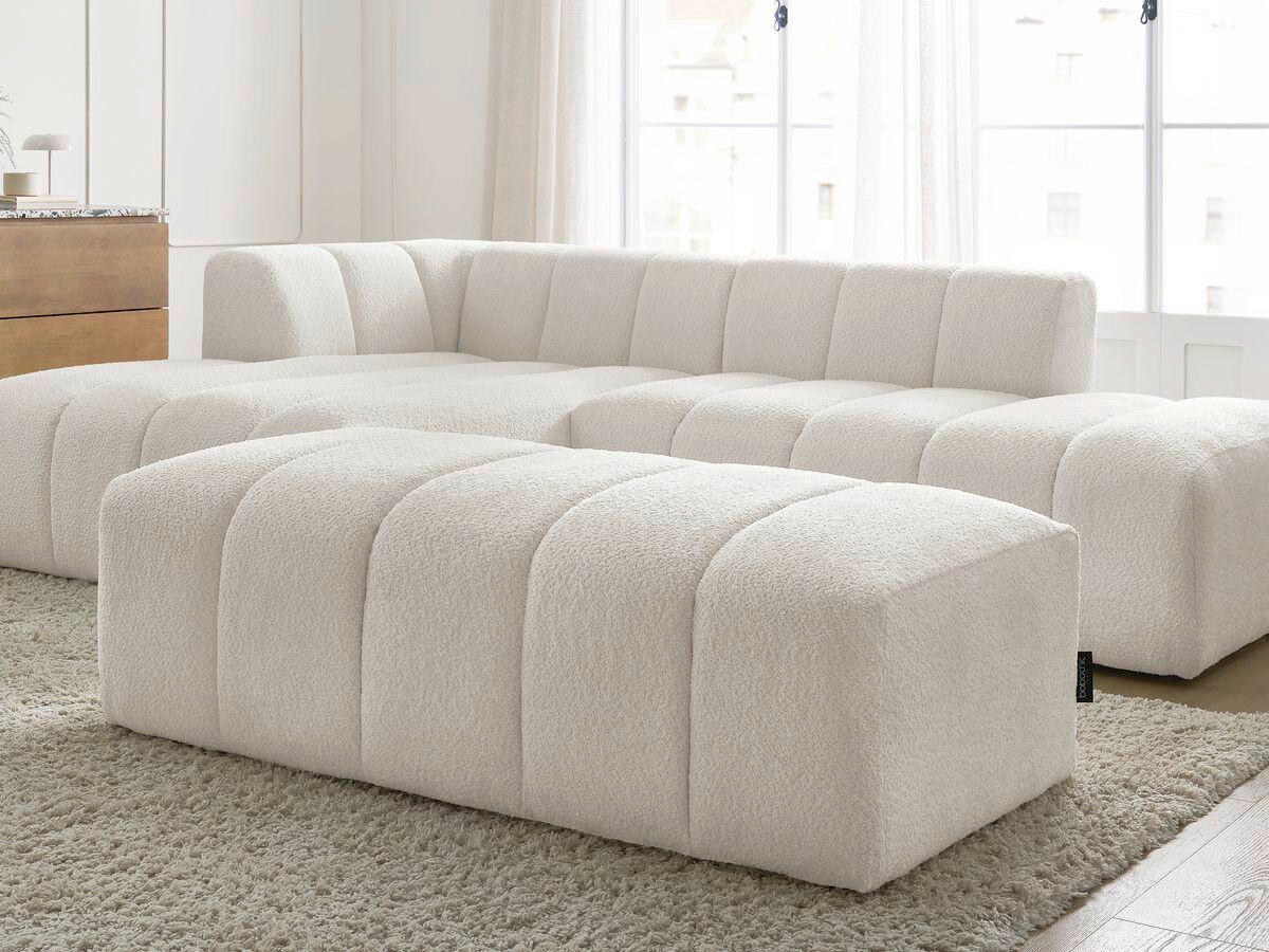 ECKSOFA  ANNECY Weiß Bouclé  - Schwarz/Weiß, MODERN, Kunststoff/Textil (170/262cm)