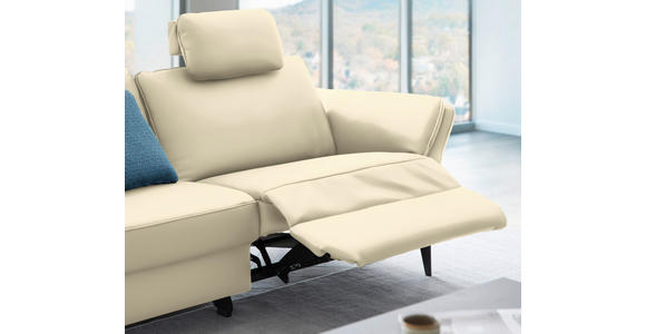 3-SITZER-SOFA Latina in Echtleder Ecru   - Ecru/Schwarz, Design, Leder/Metall (190/84/99cm) - Dieter Knoll