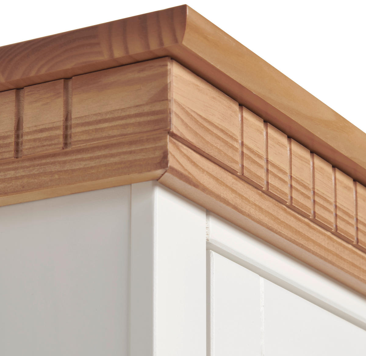 VITRINE  in massiv Kiefer Naturfarben, Weiß  - Weiß/Naturfarben, ROMANTIK / LANDHAUS, Glas/Holz (100/207/44cm) - MID.YOU