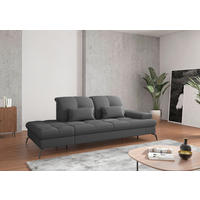 RÉCAMIERE Dunkelgrau Flachgewebe  inkl. Armteilverstellung, Sitztiefenverstellung  - Dunkelgrau/Schwarz, KONVENTIONELL, Textil/Metall (231/90/122cm) - Sit & More