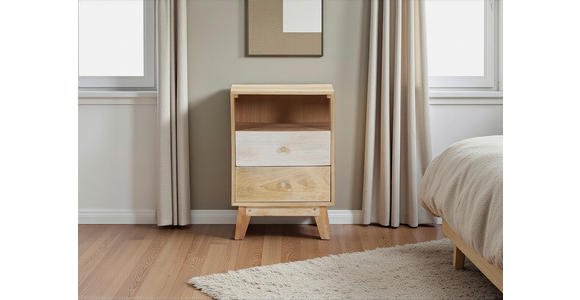 NACHTSCHRANK 45/65/40 cm Mangoholz massiv  - Naturfarben/Weiß, Design, Holz (45/65/40cm) - Landscape