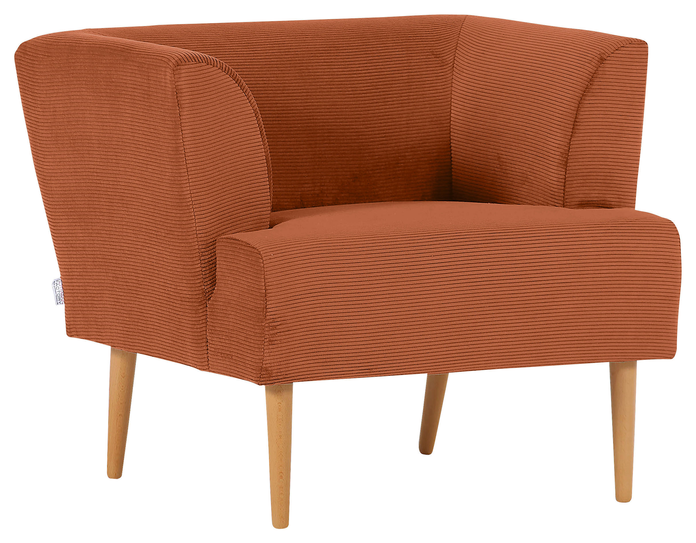 SESSEL Cord Rostfarben    - Rostfarben/Buchefarben, Design, Holz/Textil (85/71/80cm) - Hom`in
