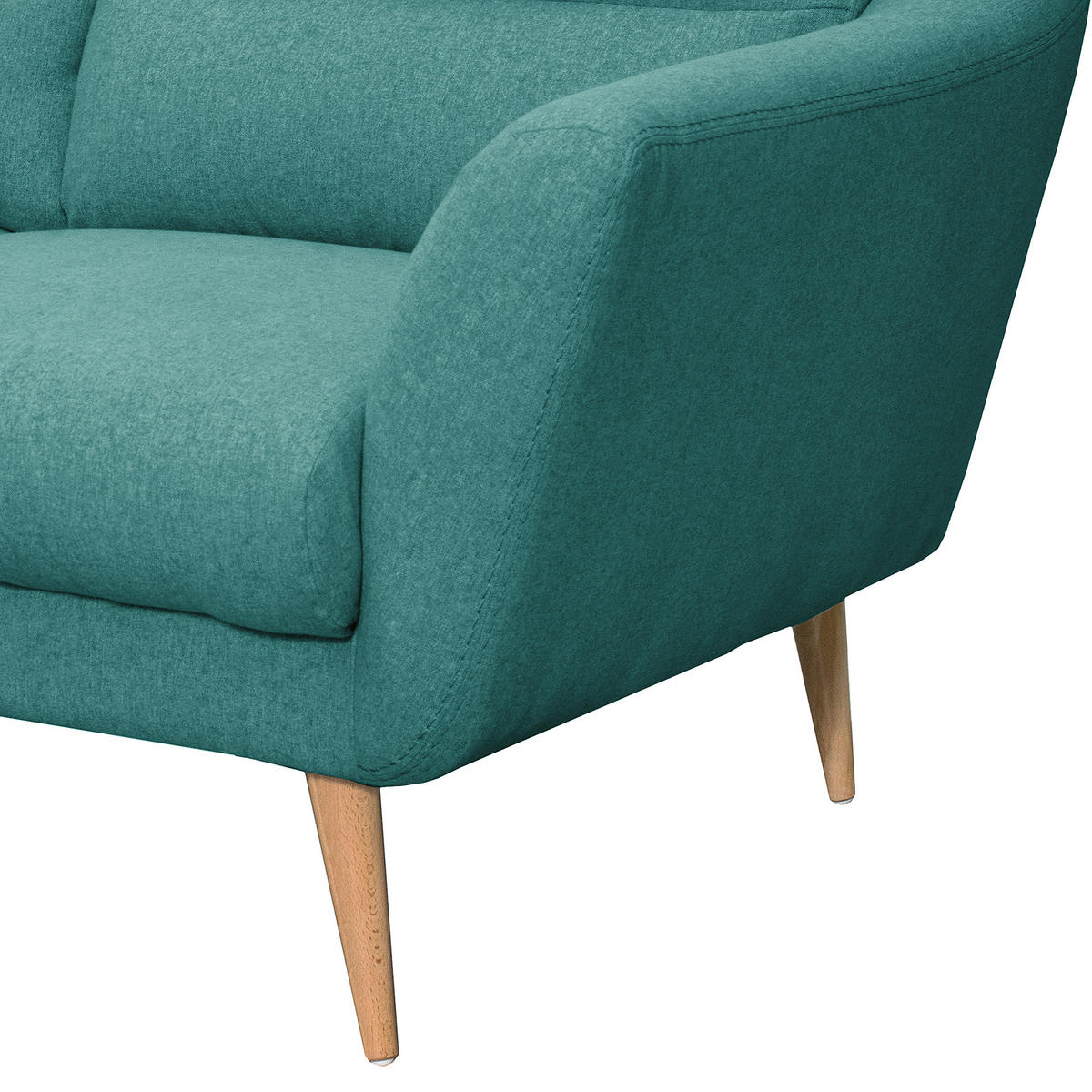 3-SITZER-SOFA in Webstoff Türkis  - Türkis/Buchefarben, Design, Holz/Textil (209/87/88cm) - Livetastic
