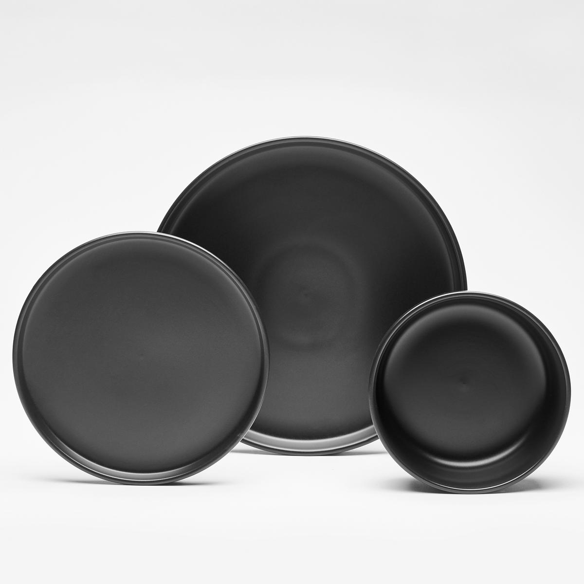 KOMBISERVICE Schwarz 16-teilig Nero  - Schwarz, KONVENTIONELL, Keramik (30/30/30cm) - Van Well