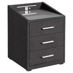 NACHTSCHRANK 47/61/46 cm  - Silberfarben/Schwarz, KONVENTIONELL, Glas/Holzwerkstoff (47/61/46cm) - Esposa