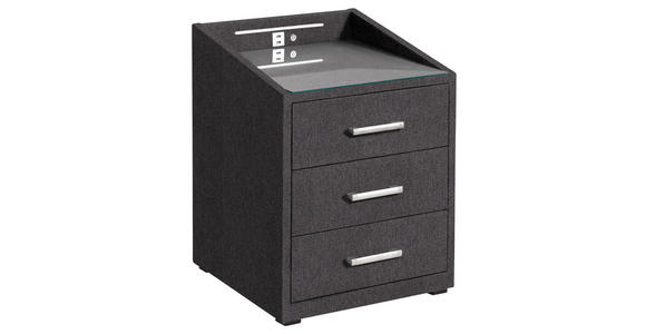 NACHTSCHRANK 47/61/46 cm  - Silberfarben/Schwarz, KONVENTIONELL, Glas/Holzwerkstoff (47/61/46cm) - Esposa