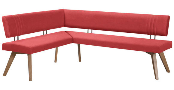 ECKBANK 160/200 cm in Rot, Wildeiche - Wildeiche/Eichefarben, Design, Holz/Textil (160/200cm) - Venda