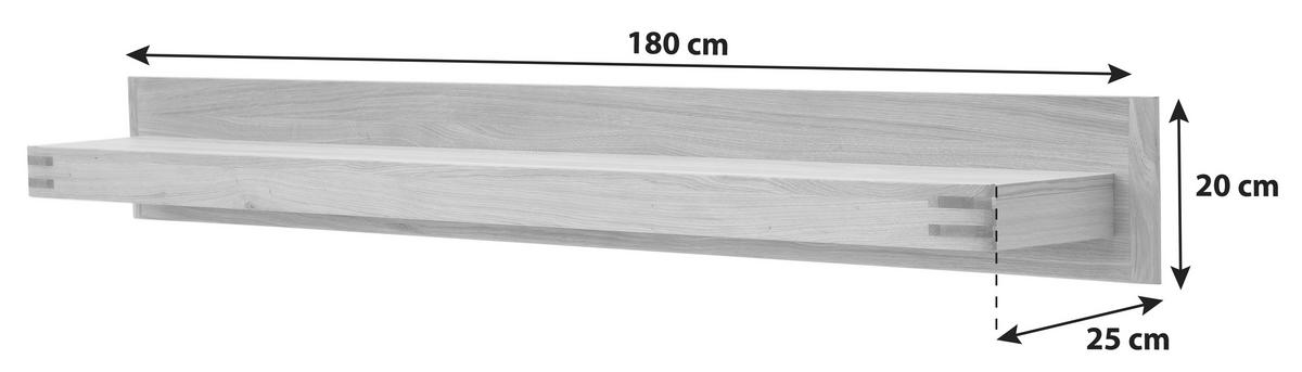 WANDBOARD in 180/20/25 cm Eichefarben  - Eichefarben, Design, Holz/Holzwerkstoff (180/20/25cm) - Livetastic
