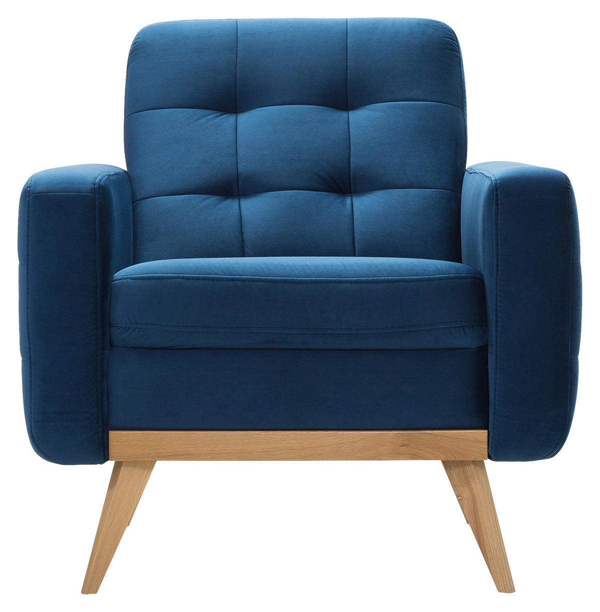 FERNSEHSESSEL  mit Rücken echt Velours Dunkelblau  - Eichefarben/Dunkelblau, Design, Holz/Textil (81/87/78cm) - Stylife