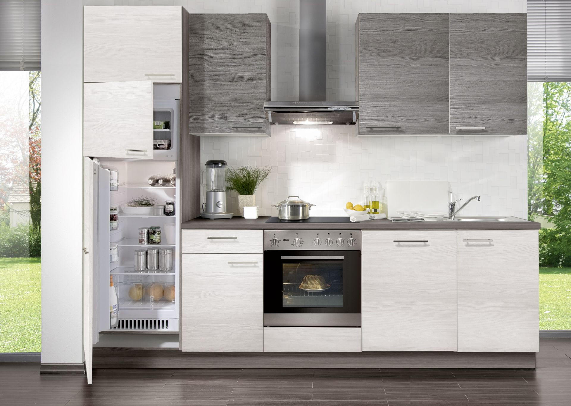 BLOK KUHINJA S APARATIMA  siva, bijela  - bijela/siva, Design (280cm) - Welnova