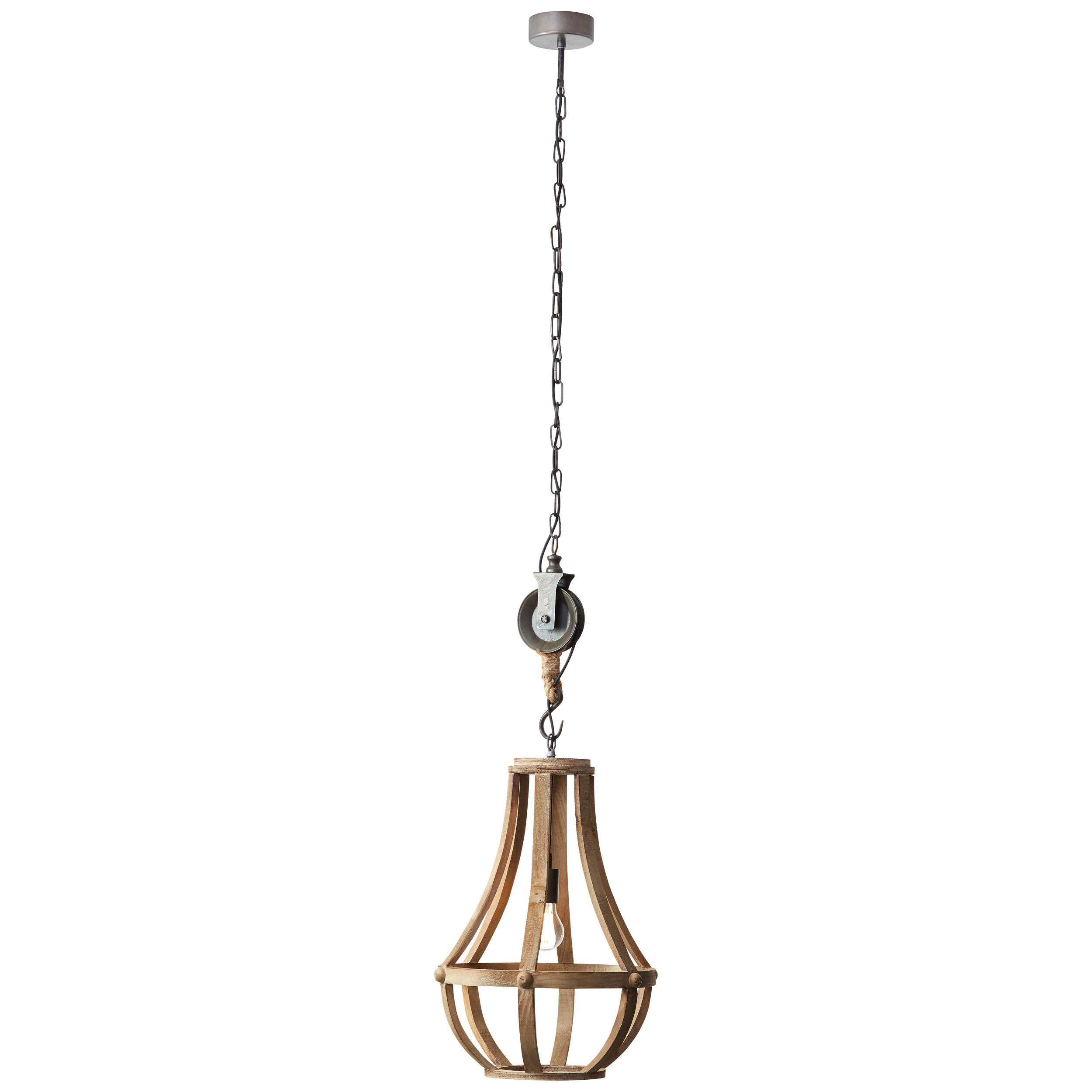 HÄNGELEUCHTE 43/190 cm    - Hellbraun, Natur, Holz/Metall (43/190cm) - Brilliant