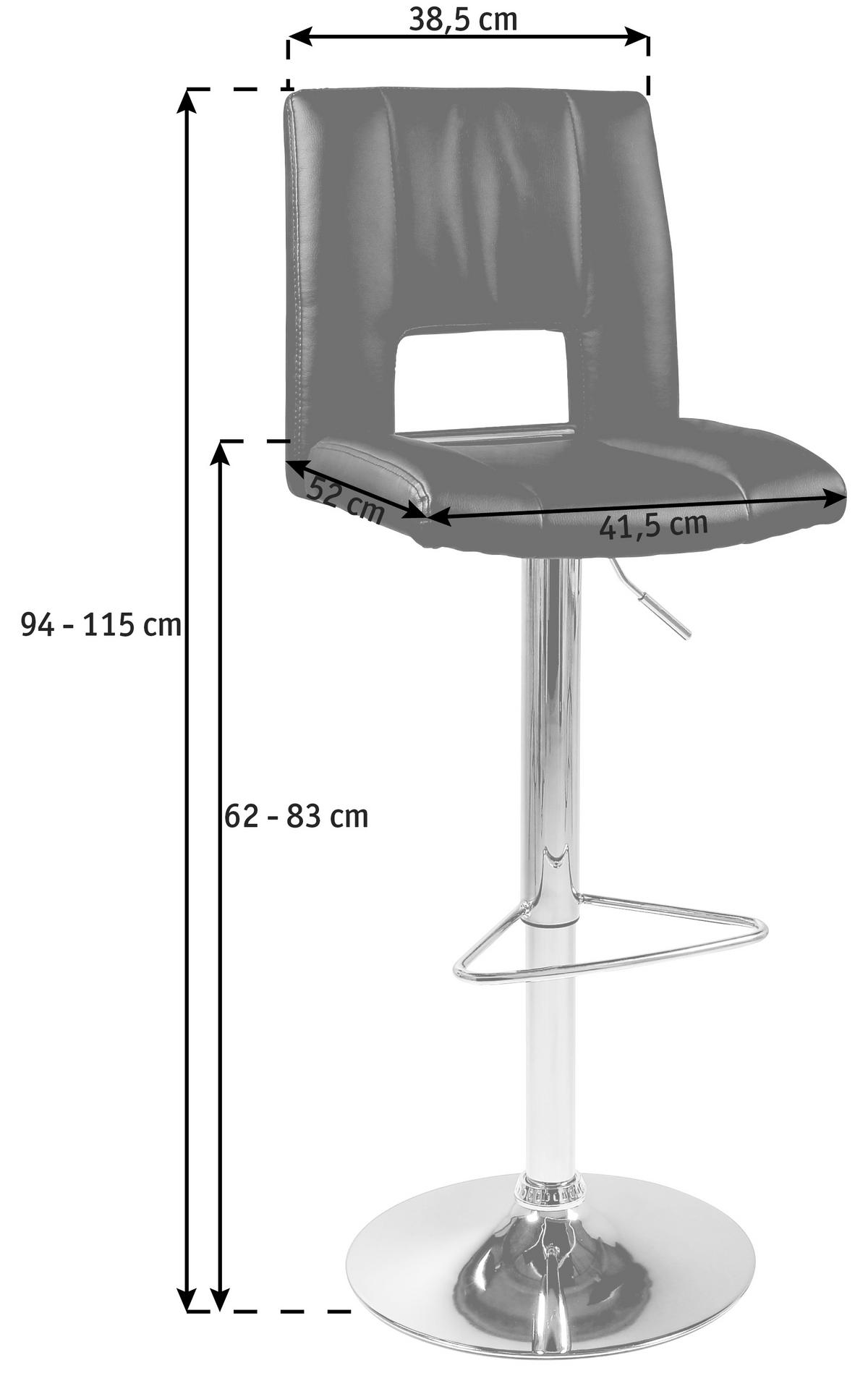 BARHOCKER Webstoff Dunkelgrau  - Chromfarben/Dunkelgrau, Design, Textil/Metall (41,5/94-115/52cm) - Carryhome