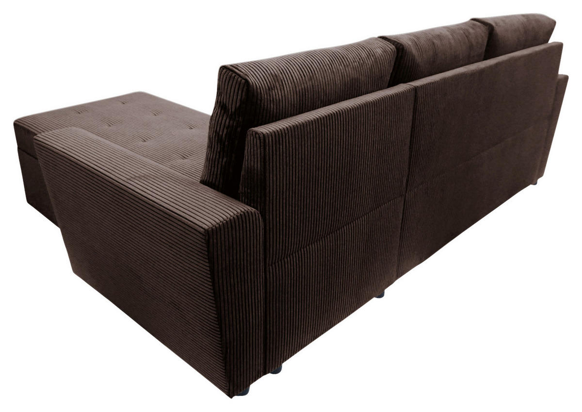 ECKSOFA TERMOLI Braun Cord Rückenkissen, Bettkasten  - Schwarz/Braun, Design, Kunststoff/Textil (231/155cm) - MID.YOU