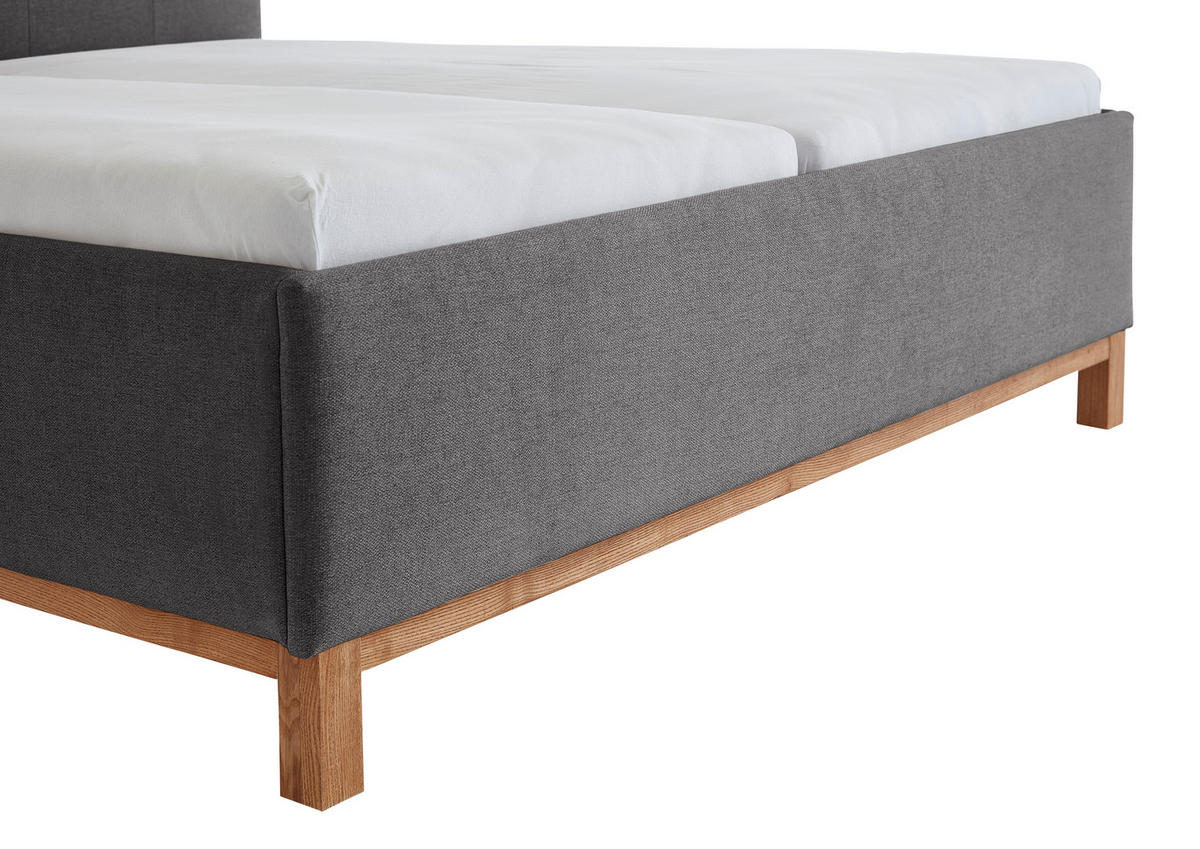 POLSTERBETT 180/200 cm  in Anthrazit  - Eichefarben/Anthrazit, MODERN, Holz/Textil (180/200cm) - Livetastic
