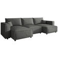 WOHNLANDSCHAFT Grau Webstoff  - Schwarz/Grau, MODERN, Kunststoff/Textil (153/350/153cm) - Xora
