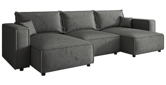 WOHNLANDSCHAFT Grau Webstoff  - Schwarz/Grau, MODERN, Kunststoff/Textil (153/350/153cm) - Xora