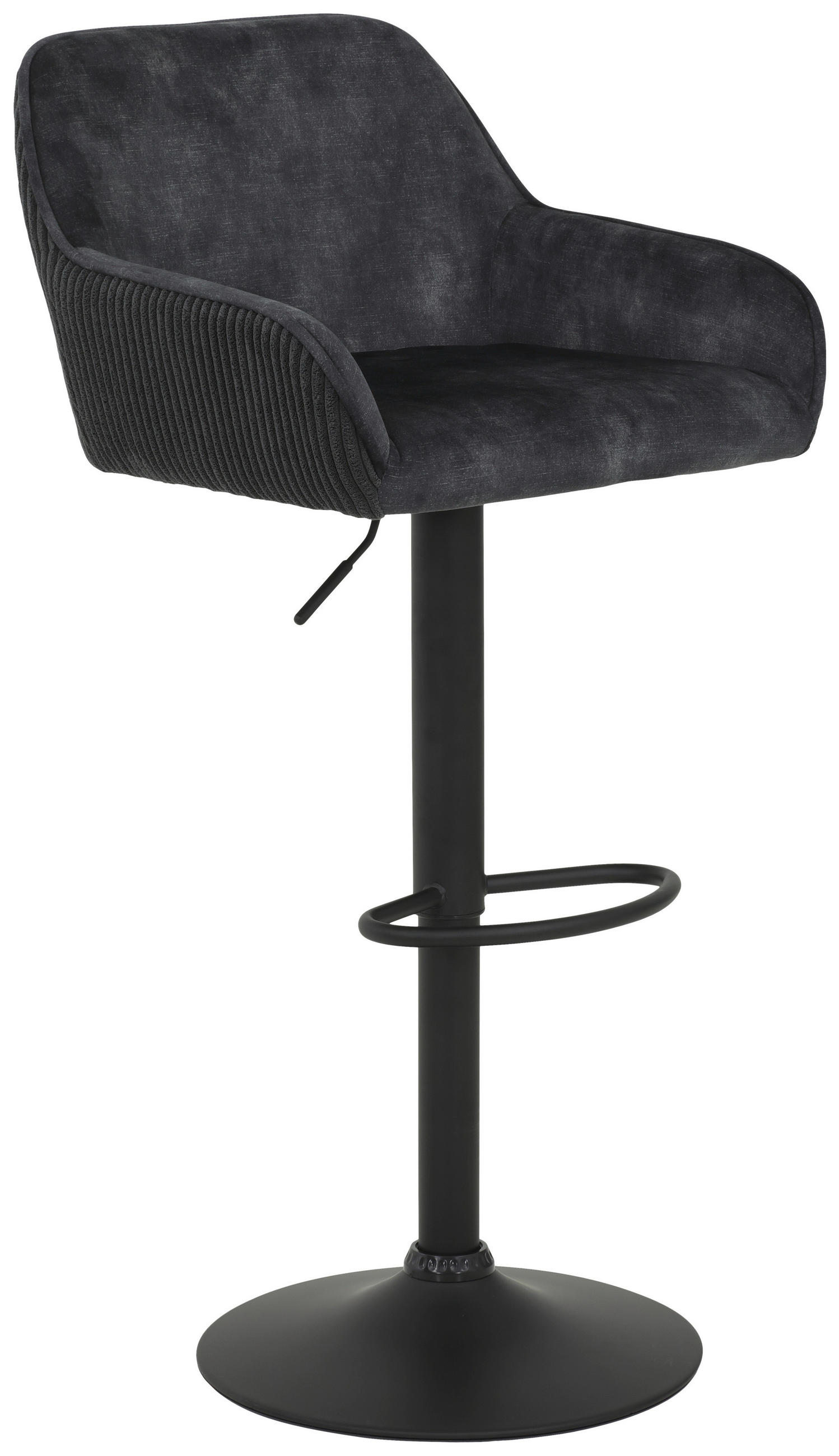 BAROVÁ ŽIDLE, antracitová - antracitová, Design, kov/textil (51/87-108/52cm) - Boxxx