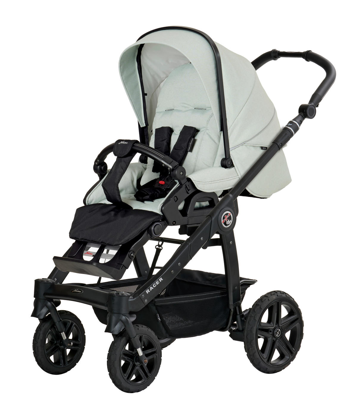 KINDERWAGENSET RACER GTS  - Salbeigrün/Cappuccino, Basics, Textil/Metall (59/113/101cm) - Hartan