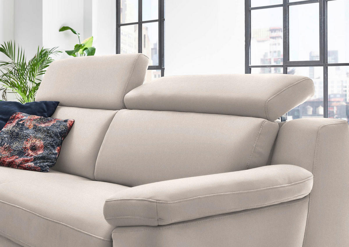 3-SITZER-SOFA in Chenille Beige  - Beige/Schwarz, Design, Textil/Metall (230/104/104cm) - Valdera
