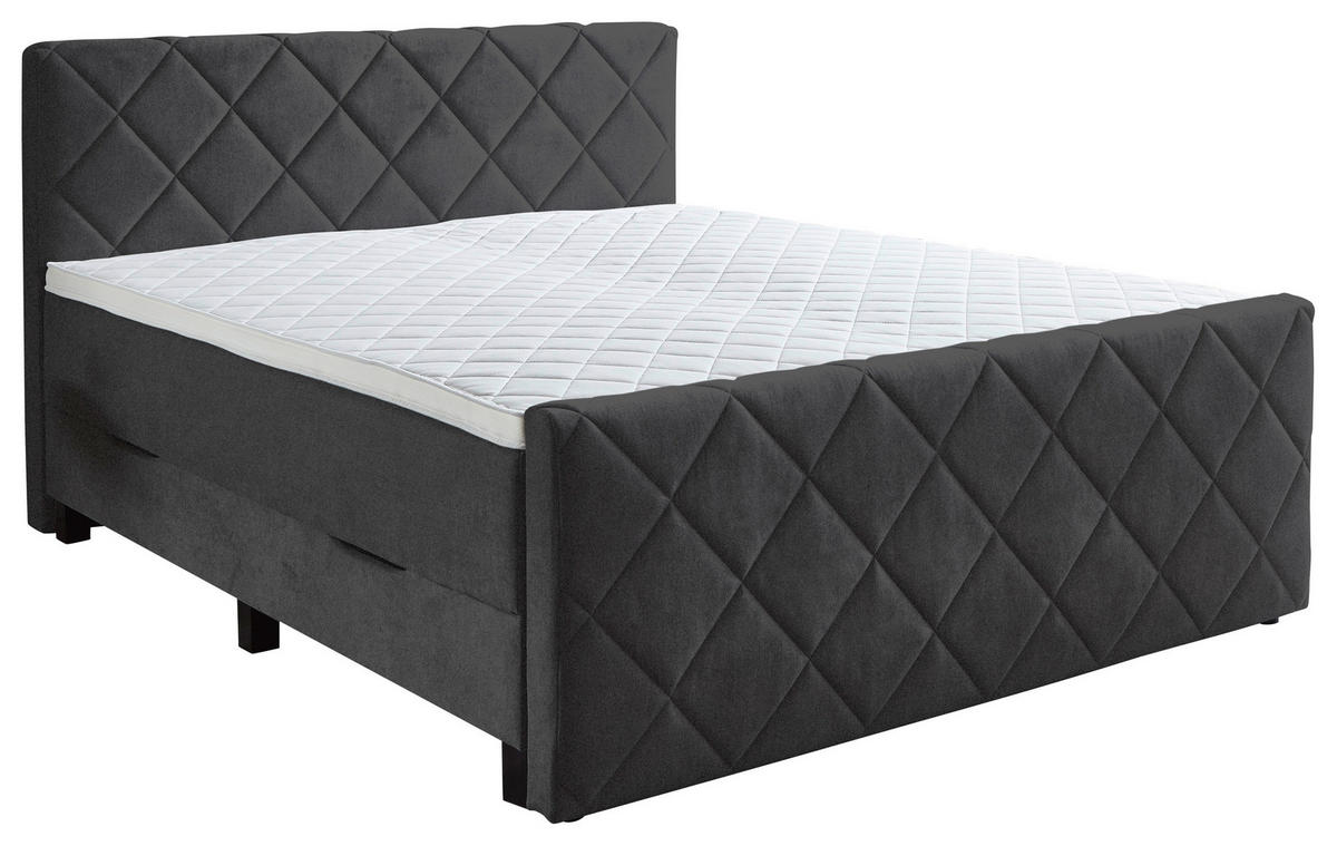 BOXSPRINGBETT 180/200 cm  in Schwarz  - Schwarz, Konventionell, Kunststoff/Textil (180/200cm) - home24