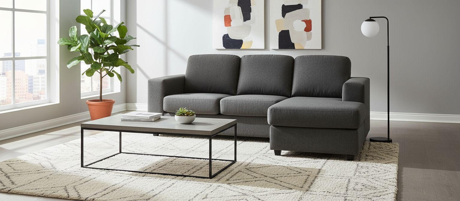 ECKSOFA Eckteil  Grau Leinenoptik  - Schwarz/Grau, KONVENTIONELL, Kunststoff/Textil (208/85/148cm) - MID.YOU