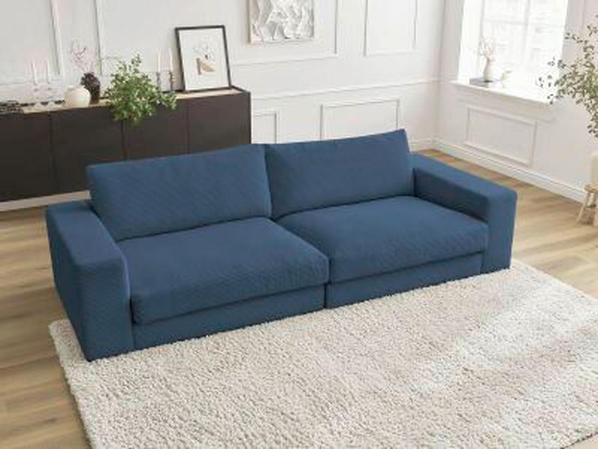 3-SITZER-SOFA LEONARD Cord Dunkelblau  - Schwarz/Dunkelblau, MODERN, Kunststoff/Textil (274/77/109cm)
