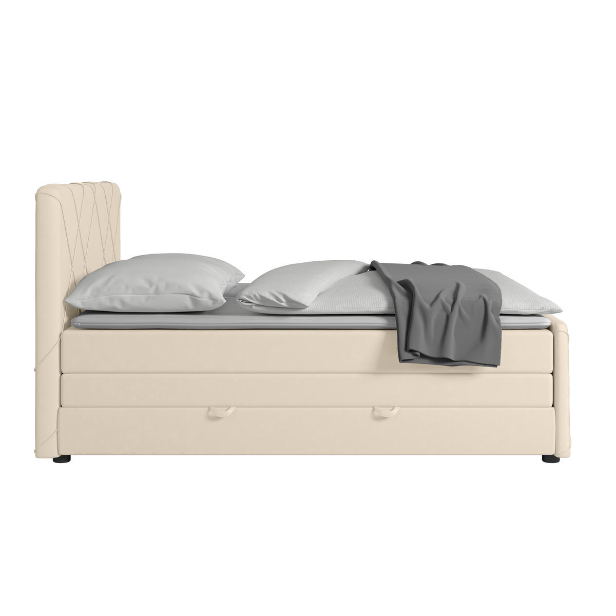 BOXSPRINGBETT 180/200 cm  in Weiss  - Weiss/Schwarz, Modern, Holzwerkstoff/Kunststoff (180/200cm) - MID.YOU