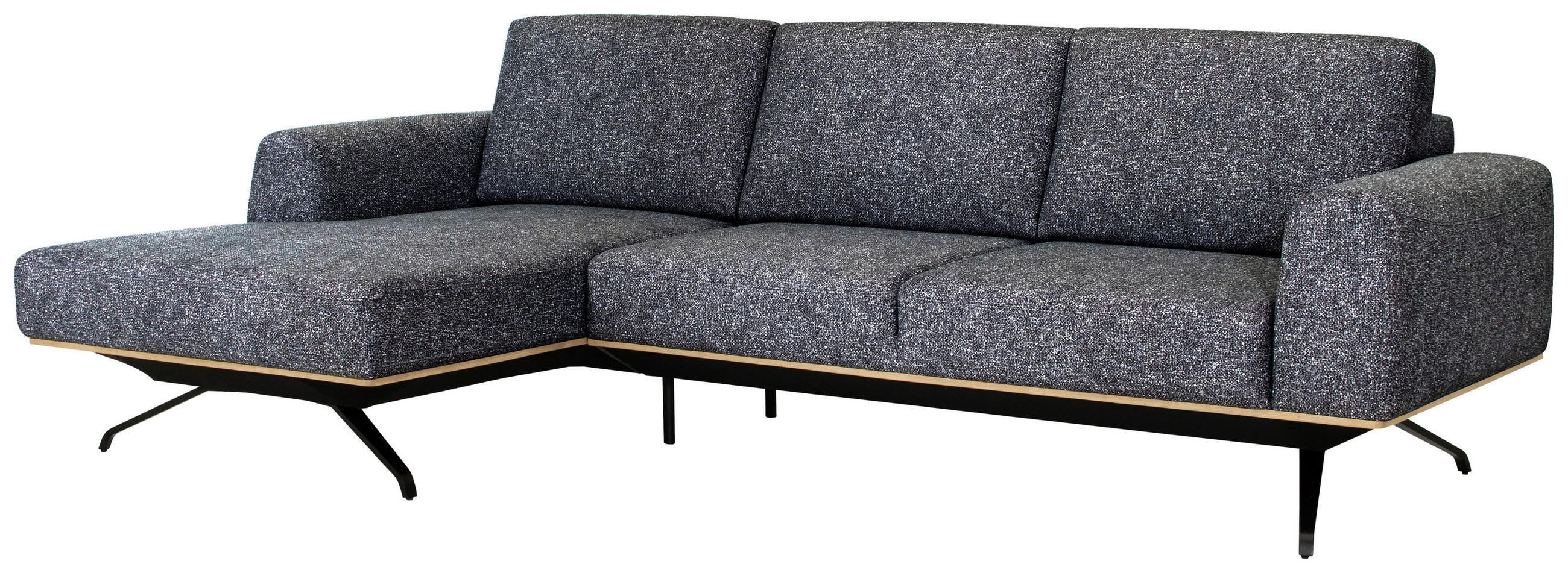 ECKSOFA in Struktur Graphitfarben  - Schwarz/Graphitfarben, Design, Textil/Metall (157/262cm) - Novel