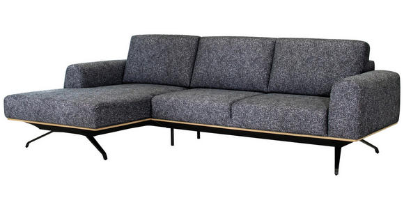 ECKSOFA in Struktur Graphitfarben  157/262 cm  - Schwarz/Graphitfarben, Design, Textil/Metall (157/262cm) - Novel