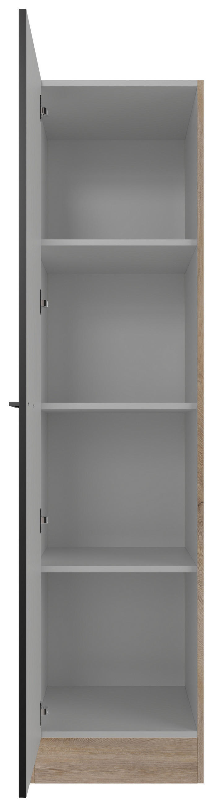 GESCHIRRSCHRANK 50/200/57 cm  in Schwarz, Eichefarben  - Eichefarben/Schwarz, KONVENTIONELL, Holzwerkstoff/Metall (50/200/57cm) - FlexWell