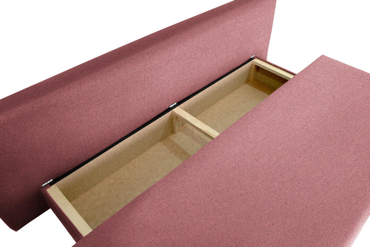SCHLAFSOFA  mit Stoffauswahl Webstoff Altrosa  - Schwarz/Altrosa, Design, Kunststoff/Textil (197/77/81cm) - home24