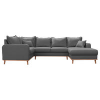 WOHNLANDSCHAFT Grau Textilgeflecht  - Wengefarben/Grau, Design, Holz/Textil (167/296/170cm) - Livetastic