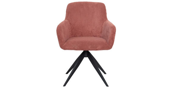 ARMLEHNSTUHL in Eisen Cord - Schwarz/Rosa, Design, Textil/Metall (60,5/82,5/62,5cm) - Novel