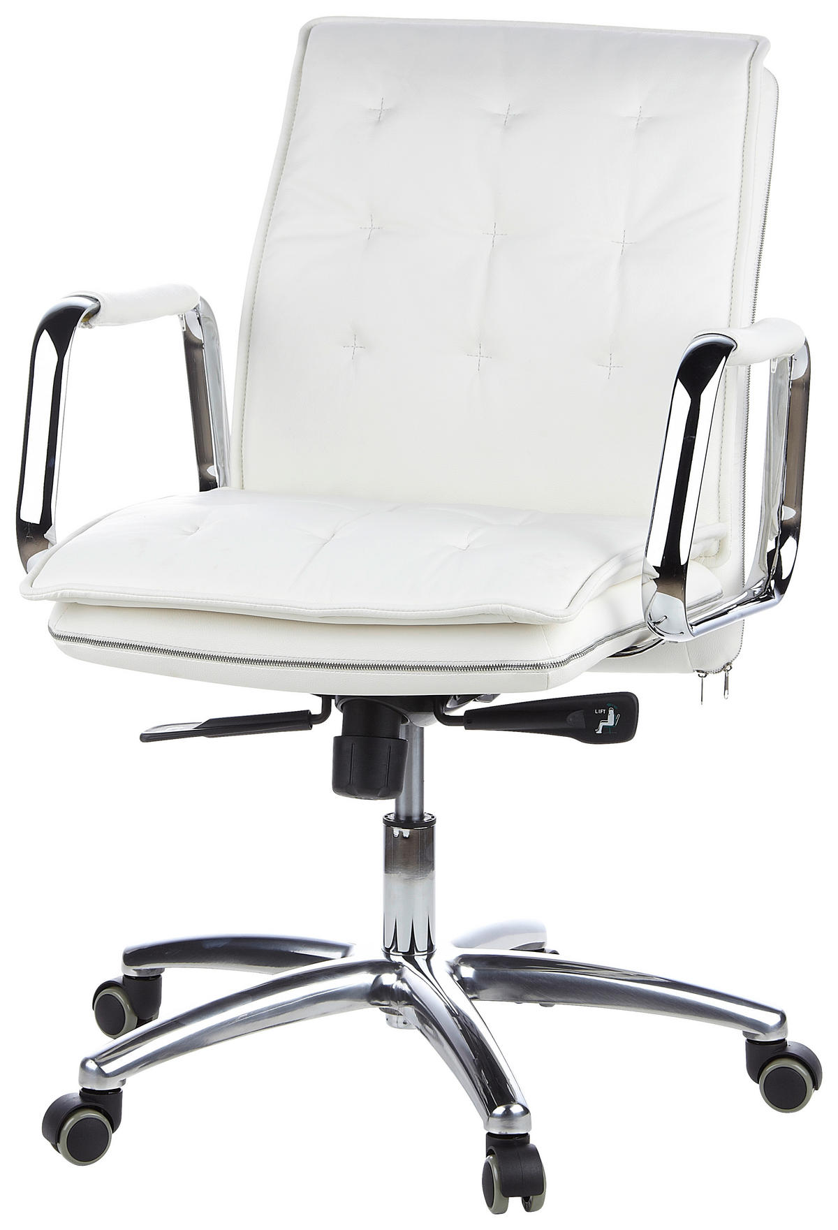 DREHSTUHL  in Creme  - Silberfarben/Creme, Basics, Leder/Kunststoff (60/109/48cm) - MID.YOU