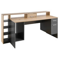 GAMING MIZA leseni material siva, barve hrasta  - srebrne barve/siva, Design, umetna masa/leseni material (182/70/91cm) - Livetastic