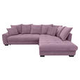 ECKSOFA Lila Cord Rückenkissen, Armlehnenkissen, Bettkasten, Schlaffunktion, Rücken echt, Liegefläche im Originalstoff  - Lila/Schwarz, KONVENTIONELL, Kunststoff/Textil (304/212cm) - Carryhome