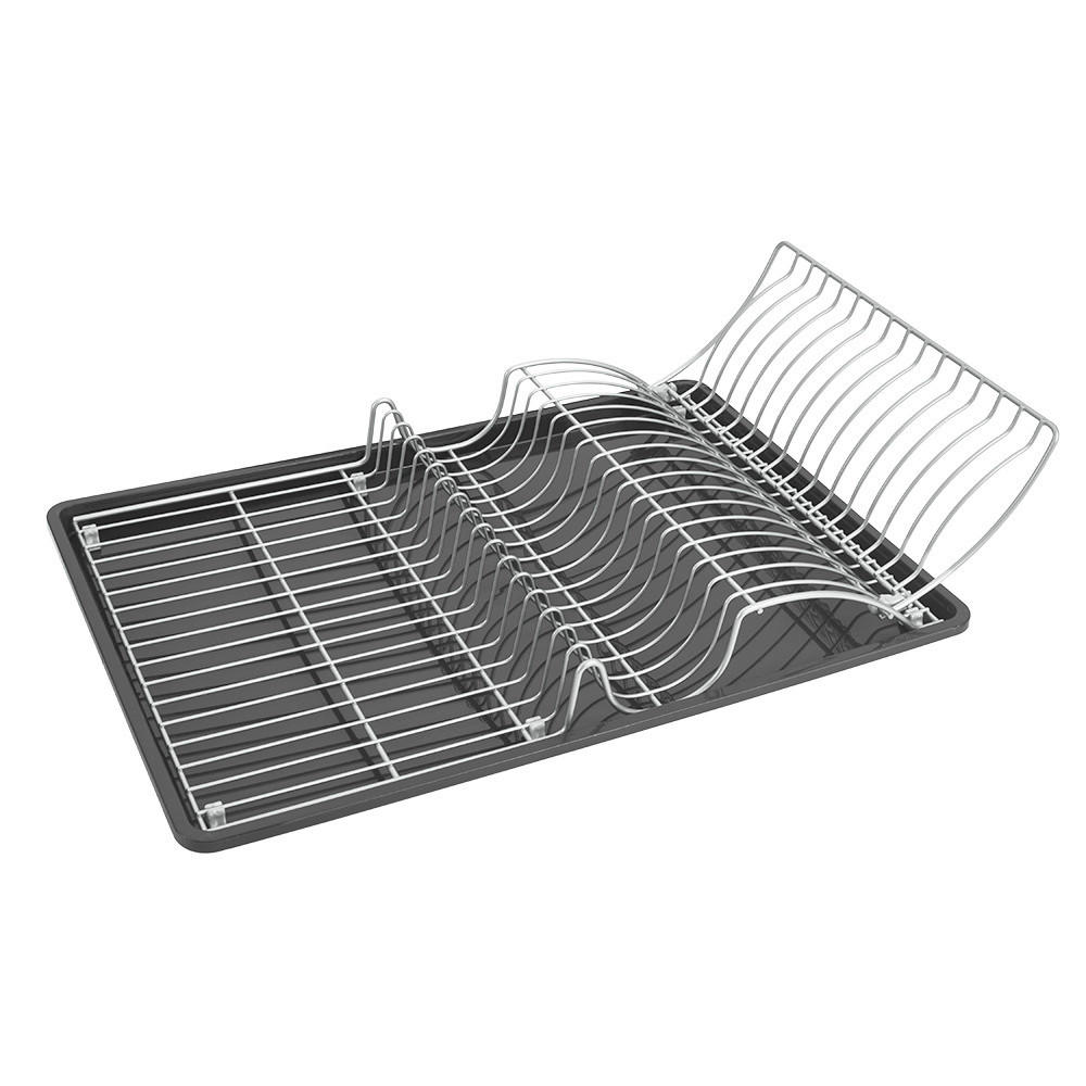 EDÉNYSZÁRÍTÓ KOSÁR - antracit/sötétszürke, Basics, műanyag/fém (50/11/31cm) - Metaltex