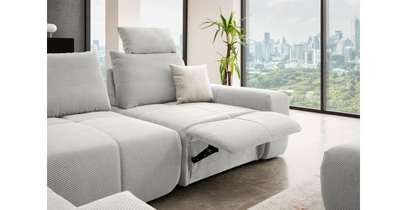 ECKSOFA in Velours Hellgrau 236/326 cm - Hellgrau/Schwarz, Design, Kunststoff/Textil (236/326cm) - Xora