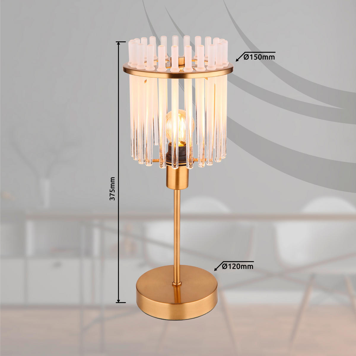 TISCHLEUCHTE - Klar/Goldfarben, Konventionell, Glas/Textil (15/37,5cm) - Globo
