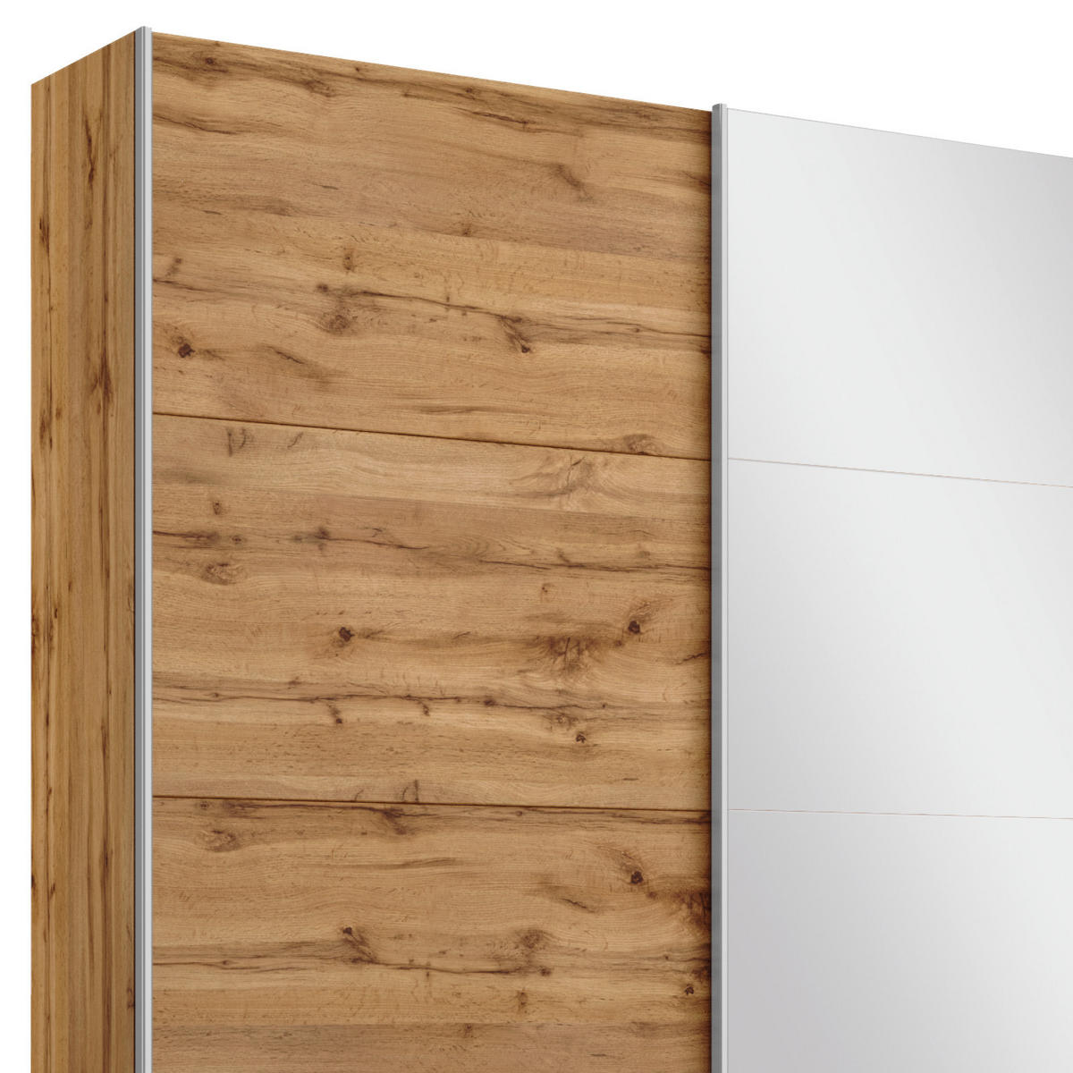 SCHWEBETÜRENSCHRANK in Eichefarben  - Eichefarben/Alufarben, Modern, Holzwerkstoff/Metall (271/230/62cm) - Rauch Möbel