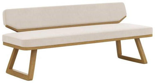 SITZBANK 190/80/52 cm Flachgewebe Weiß, Eichefarben Eiche massiv  - Eichefarben/Weiß, Basics, Holz/Textil (190/80/52cm) - Carryhome