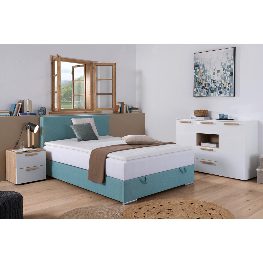 Thumbnail - Boxxx Boxbett, Petrol, Textil, H3, Höhe ca. 22 cm, 140x200 cm, Topper durchgehend, in verschiedenen Größen erhältlich, M...