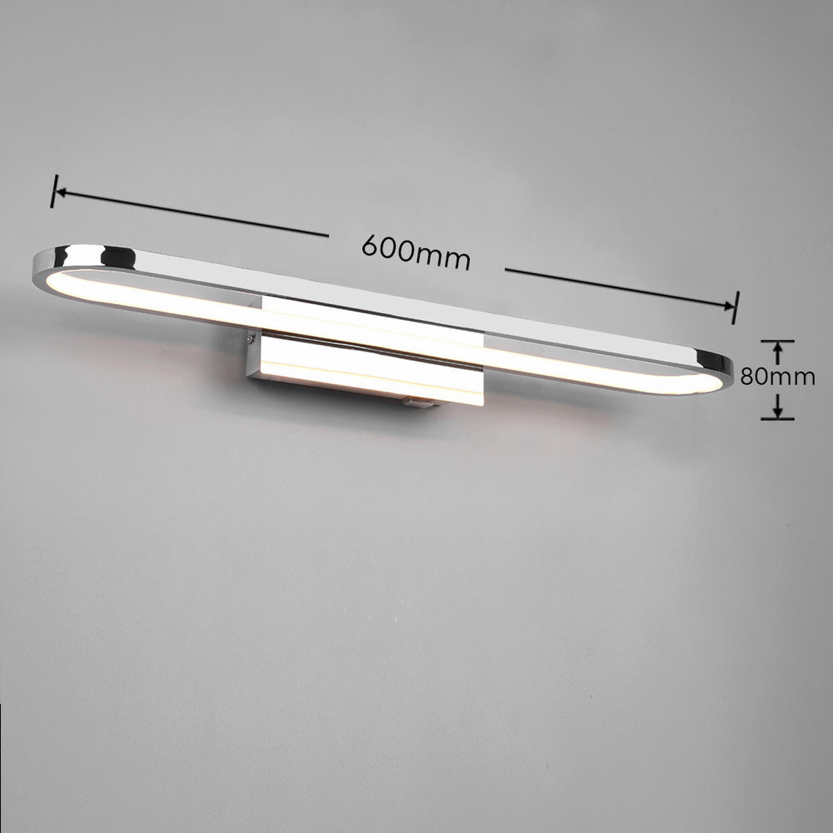 BADEZIMMER-WANDLEUCHTE - Chromfarben, Basics, Metall (60/15/8cm)