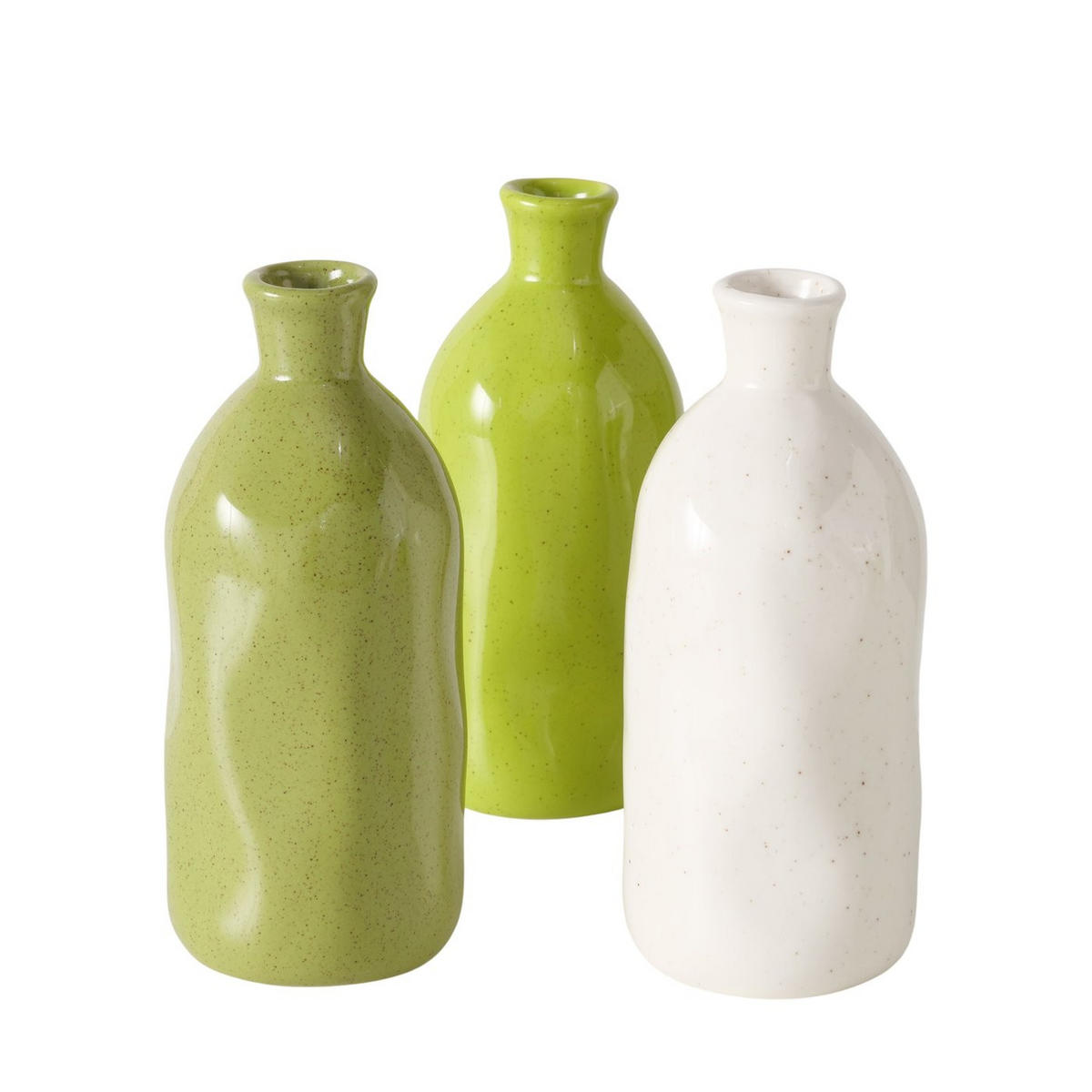VASE 20 cm  - Weiß/Grün, KONVENTIONELL, Keramik (6,7/15cm)